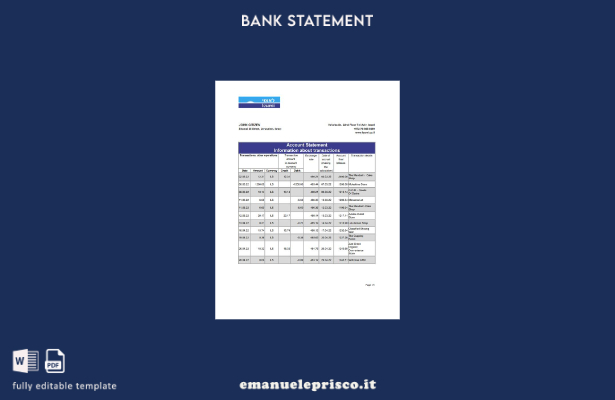 modello Excel di estratto conto bancario Israel Leumi in stile verificato